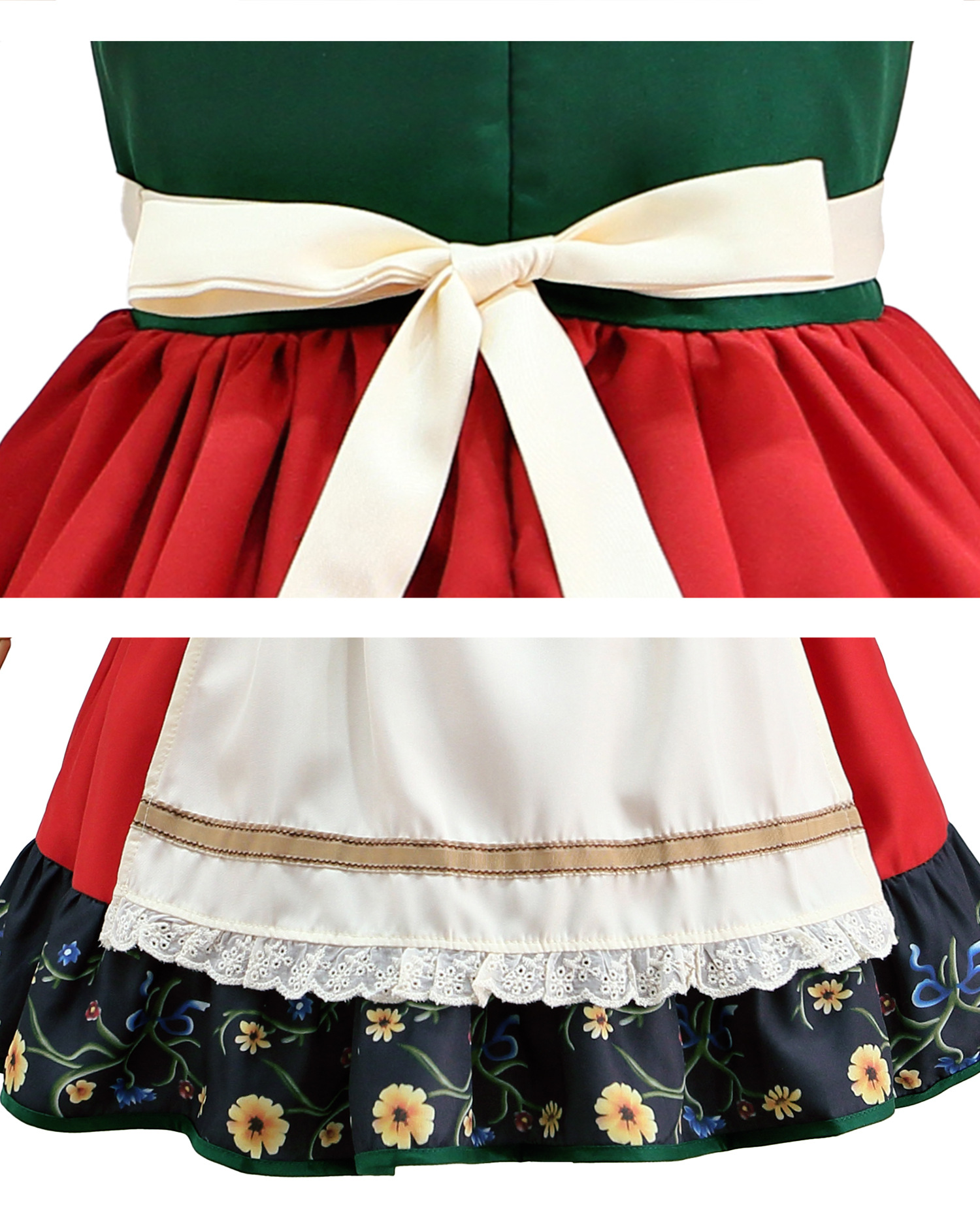 Plus Size Dirndl Dress Bavarian Oktoberfest Costume Floral Print Apron Dress
